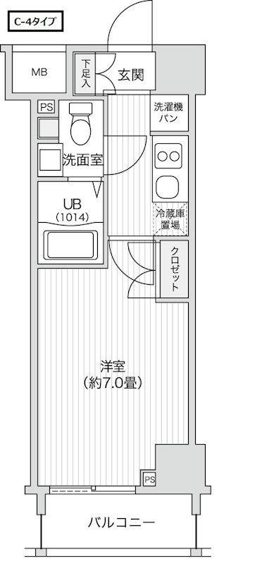 レジディア笹塚II(1K/4階)の間取り写真