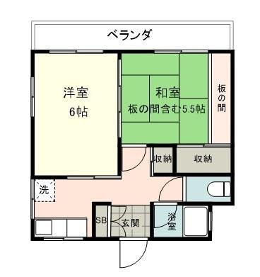 コーポいつみ(2DK/2階)の間取り写真