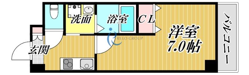 ルミエール平野(1K/9階)の間取り写真