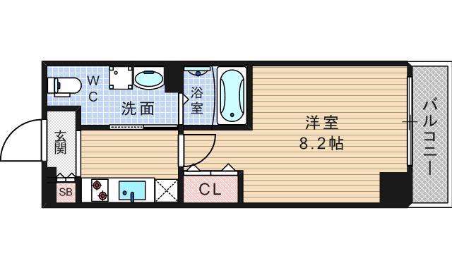エスライズ四ツ橋(1K/2階)の間取り写真
