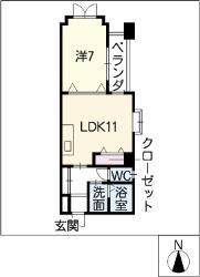 プロビデンス東片端(1LDK/3階)の間取り写真