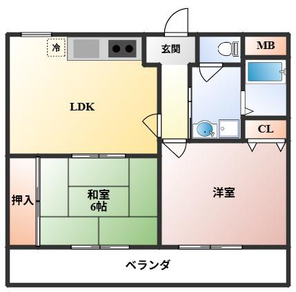 シティヒルズ・ウオアサ(2LDK/3階)の間取り写真