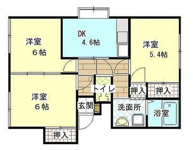 グランデール拾六番館(3DK/2階)の間取り写真