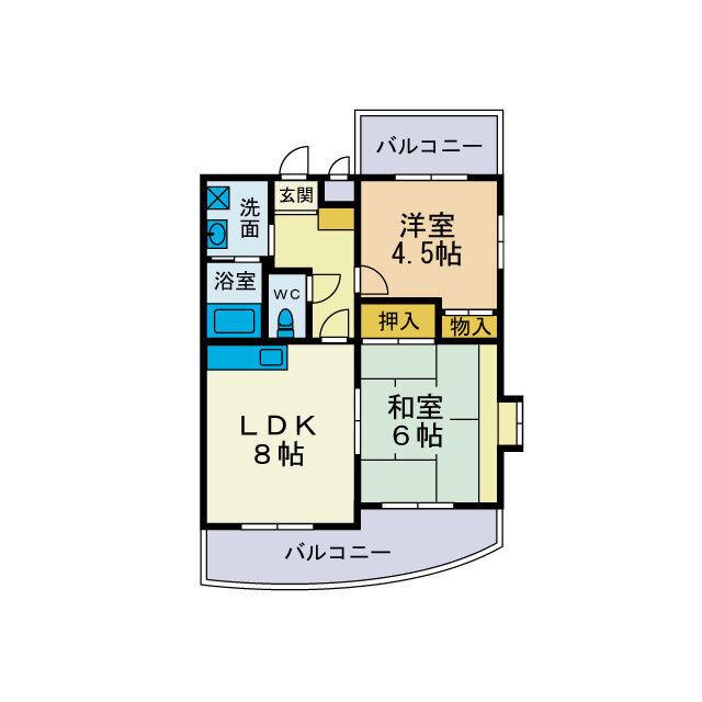 ベルウッド海老名(2DK/2階)の間取り写真