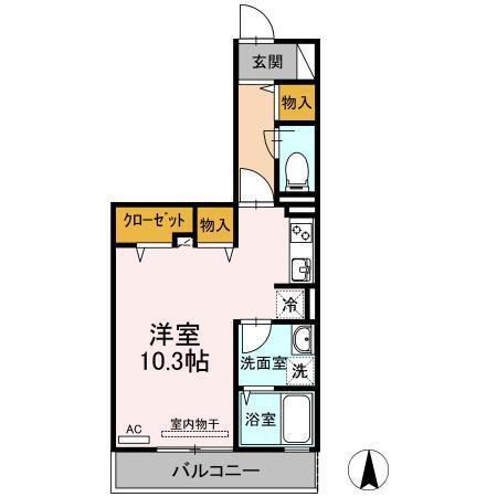 夢りんどうI(ワンルーム/2階)の間取り写真