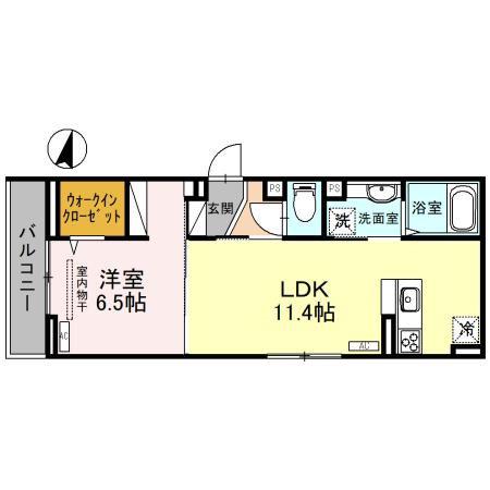 アヴァンス八潮A(1LDK/1階)の間取り写真