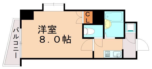 RSレジデンス千代(1K/8階)の間取り写真