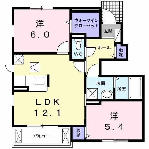 ラソ・エテルノ(2LDK/1階)の間取り写真
