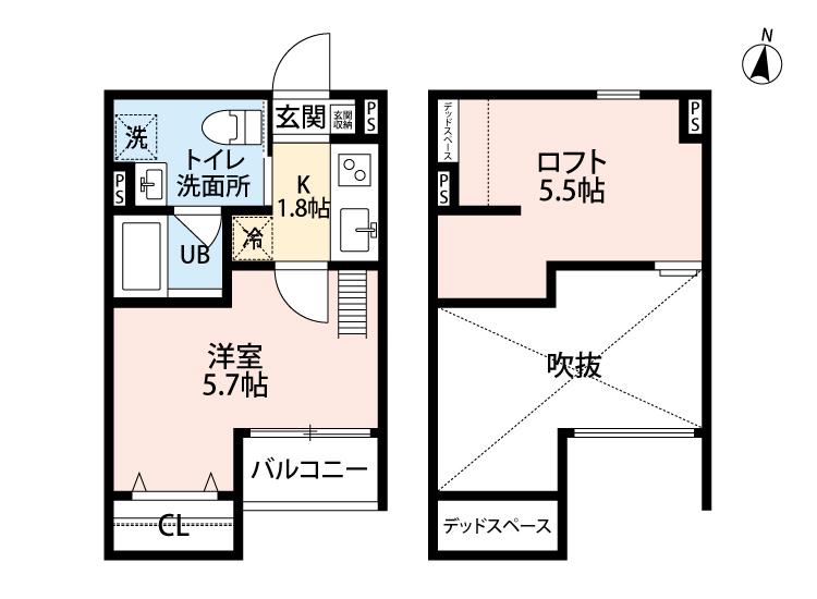 メゾンブラン北野田(1K/2階)の間取り写真