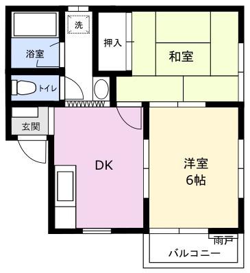 オペルアラカワ(2DK/1階)の間取り写真