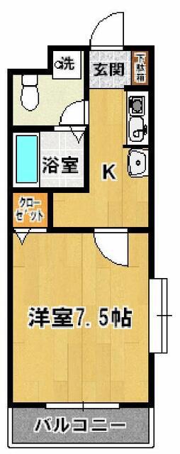 ステータスヒル花畑(1K/1階)の間取り写真