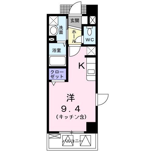 ブローテ本厚木(ワンルーム/5階)の間取り写真