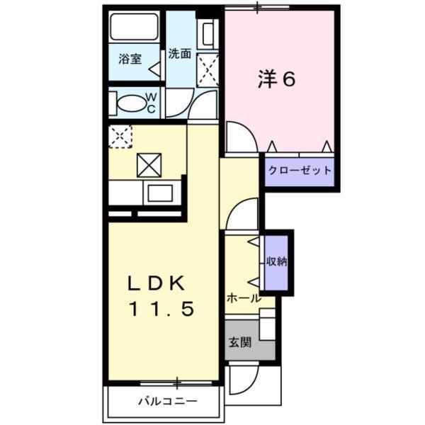 サンシャインスクエア(1LDK/1階)の間取り写真