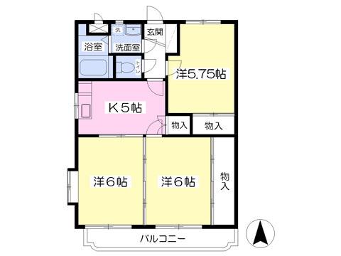 ユーミー・YMG津志田(3K/1階)の間取り写真