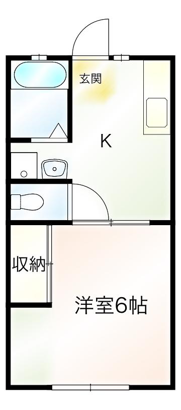 スカイハイツA(1DK/1階)の間取り写真