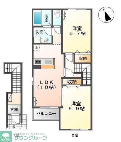 ハピネス(2LDK/2階)の間取り写真