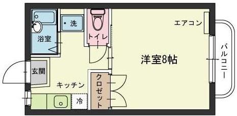 コーポブライト B(1K/2階)の間取り写真