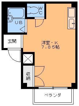 道後緑台ハイツ(ワンルーム/3階)の間取り写真