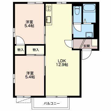 セントビレッジA(2LDK/2階)の間取り写真