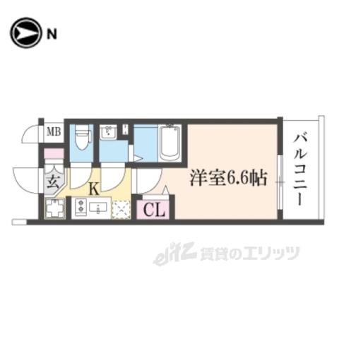 ファステート京都東福寺パラベル(1K/2階)の間取り写真