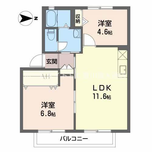 プチメゾン・ベル・プレ(2LDK/2階)の間取り写真