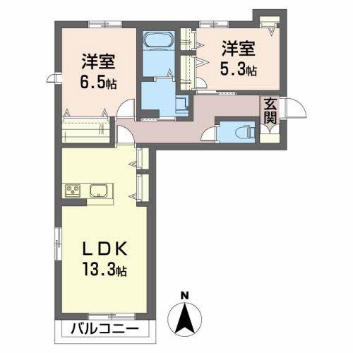 シャーメゾン エフ(2LDK/2階)の間取り写真