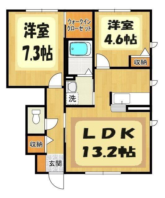 アネックスミオンB(2LDK/1階)の間取り写真