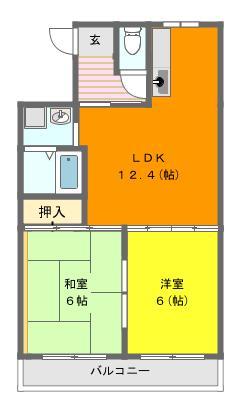 ブランルージュ相生(2LDK/3階)の間取り写真