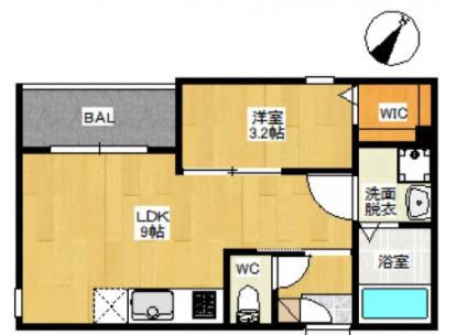 REGALEST K.H草津南(1LDK/1階)の間取り写真