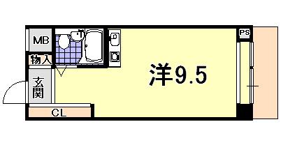 イーストコート2番街(ワンルーム/4階)の間取り写真