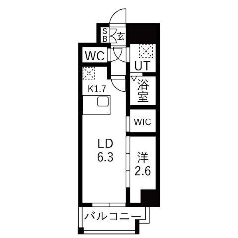 メイクスアート浄心(1LDK/4階)の間取り写真