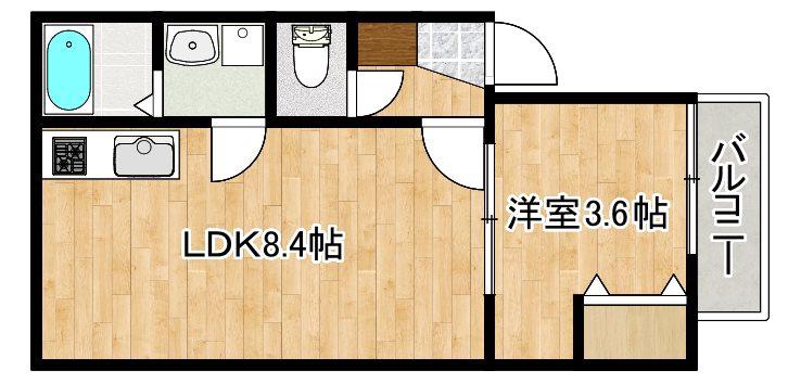 コートスタイル二日市駅前(1LDK/1階)の間取り写真