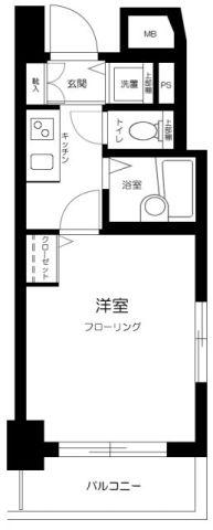 トーシンフェニックス芝浦ベイフォート(1K/5階)の間取り写真