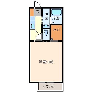 WELLVILLA開出I番館(1K/2階)の間取り写真