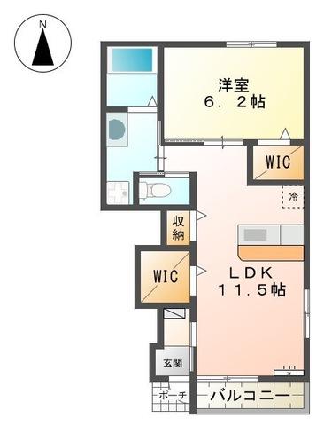 エルドラード磐田(1LDK/1階)の間取り写真