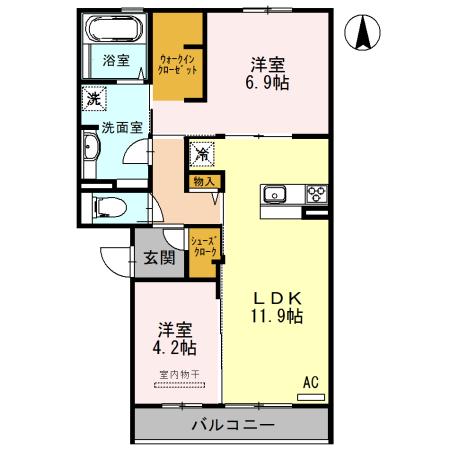 エーデルハイムスミトモ(2LDK/3階)の間取り写真