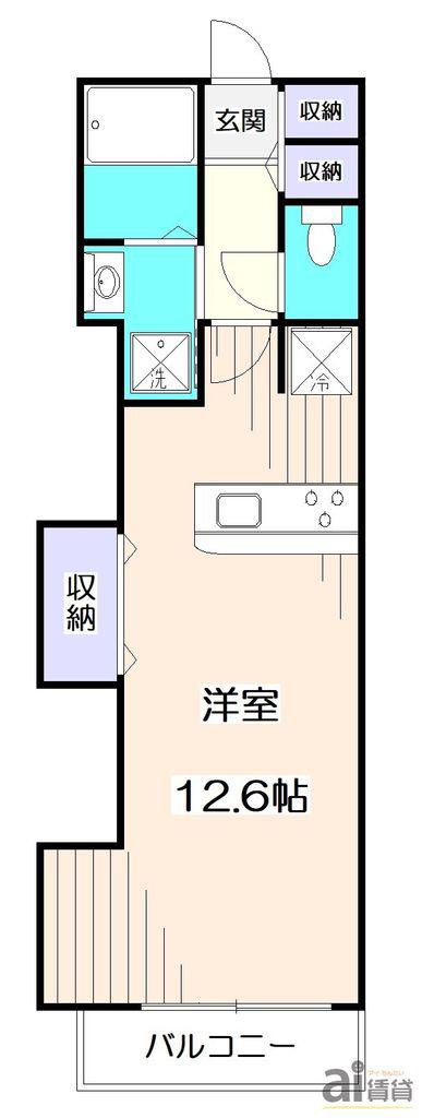 シャトー所沢(ワンルーム/1階)の間取り写真