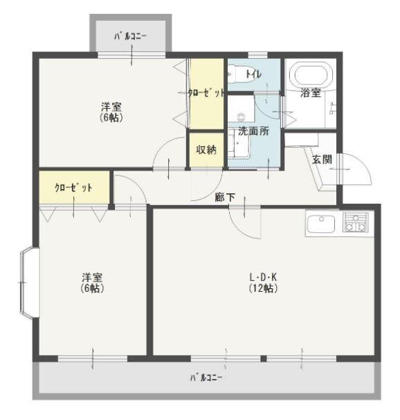 サンステージ21(2LDK/3階)の間取り写真