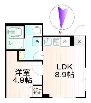 スカイツリーNW(1LDK/4階)の間取り写真