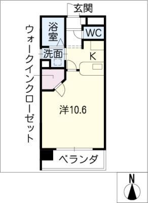 KII-OKASAN B.参番館(1K/4階)の間取り写真