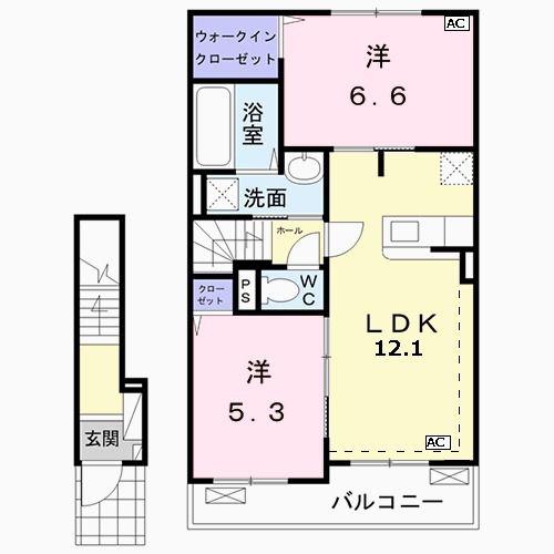 スプリング フォースI(2LDK/2階)の間取り写真