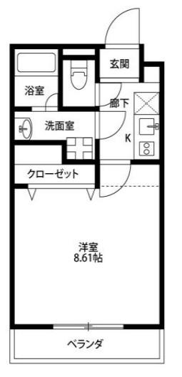 アムールII光風館(1K/2階)の間取り写真