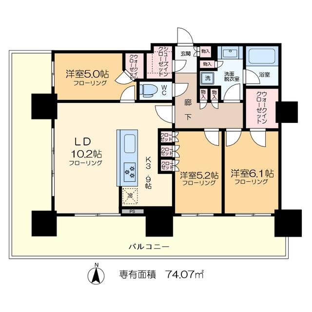 アトラスタワー曳舟(3LDK/24階)の間取り写真