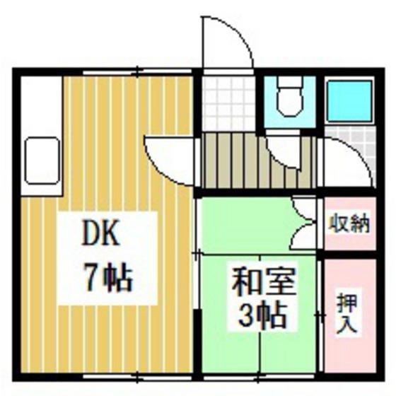 コーポはなさき(1DK/2階)の間取り写真