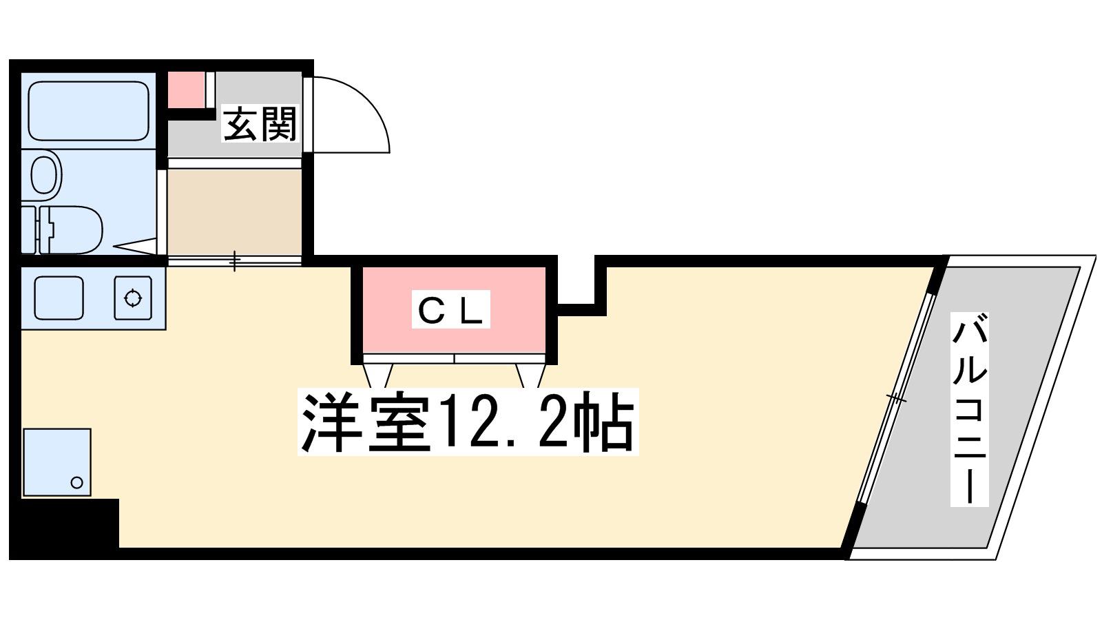 アールキューブ新大阪(1K/4階)の間取り写真