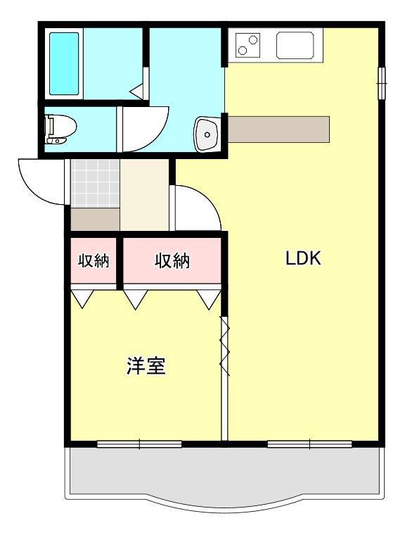 ピュアライフ新白河I棟(1LDK/1階)の間取り写真