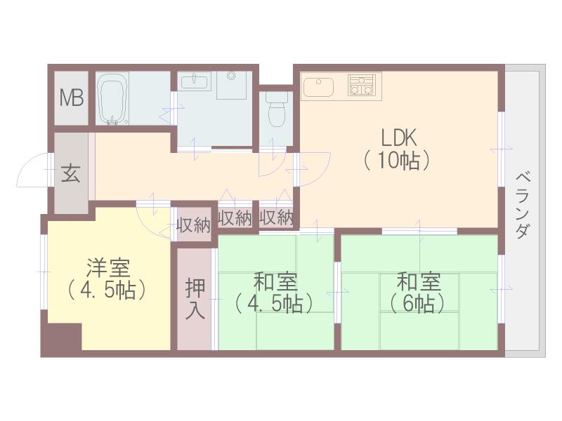 メゾン背戸口(3LDK/3階)の間取り写真