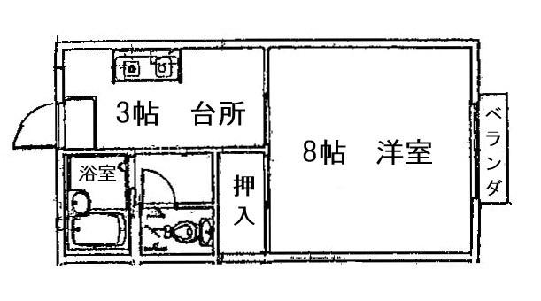 プレジール沖野上(1K/1階)の間取り写真