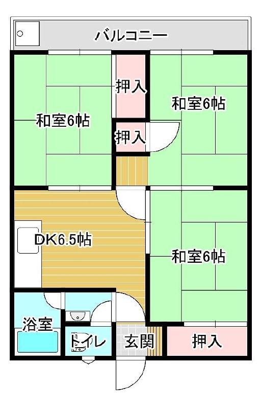 松山南ハイツ(3DK/2階)の間取り写真