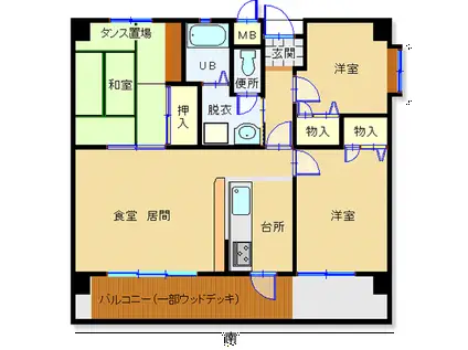 リバーロイヤル(3LDK/4階)の間取り写真